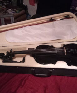 Mendini By Cecilio Violin For Beginners, Kids & Adults - Beginner Kit For Student w/Hard Case, Rosin, Bow - Starter Violins, Wooden Stringed Musical Instruments 4/4 MV Black 39 B1sqvf6PFlS