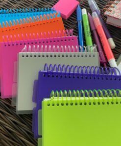 Emraw 50 Count View Poly Spiral Bound Ruled White Index Card 3”x5” - 2 Tab Divided - For School, Office & Home. Assorted Colors (Pack of 6) 10 B1tCAnSEsvS