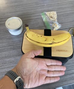 GRUB2GO Premium Bento Lunch Box (Large 68 Oz Capacity) | 2023 Exclusive, 70% Bigger | Includes Bamboo Chopping Board Lid, Carry Bag, 2 Dividers, Utensils, Sauce Container Premium 2021 Model: Executive Black (68 OZ) 52 B1ujIQYdlCS