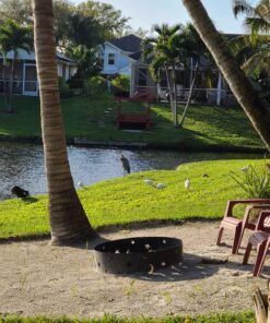 Sunnydaze Big Sky 36-Inch Fire Ring - Heavy-Duty 0.6mm Thick Steel Metal Rim - for Patio and Backyard Use 31 B1vXdwT7kbS