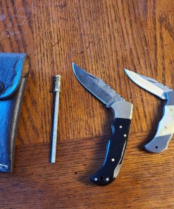 Best.Buy.Damascus1 Pocket knife Buffalo Horn Damascus knife, Pocket Knife For Men, 4pcs Knife Set, Folding Knife, With knife Sharpeners, Premium Quality gifts for men Black 46 B1ve7lkSprS