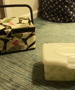 SINGER 07281 Vintage Sewing Basket with Sewing Kit Accessories, 10.5" long x 8" wide x 6" high. 58 B1vr LAIlYS