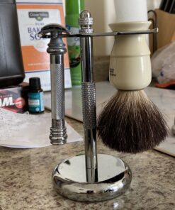 Perfecto Deluxe Chrome Razor and Brush Stand - The Best Safety Razor Stand. This Will Prolong The Life of Your Shaving Brush, metal 33 B1w02R6qS