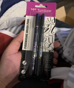 Tombow 62038 Fudenosuke Brush Pen, 2-Pack. Soft and Hard Tip Fudenosuke Brush Pens for Calligraphy and Art Drawings 2 Count (Pack of 1) Black 37 B1w9oxiS