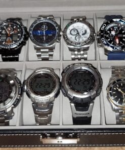 Sodynee WBPU12-03 Watch Dislpay Box Organizer, Pu Leather with Glass Top, Large, Black 12"(D) x 7.5"(W) x 3.2"(H) 30 B1wBPRCwtxS