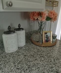 American Atelier Ceramic Canister Set 2-Piece Jars Chic Design w/Airtight Stainless Steel Lids for Cookies, Candy, Coffee, Flour, Sugar, Rice, Pasta, Cereal & More - Large, white, 2 large 12 B1wduAcm TS