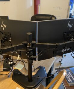 VIVO STAND-V002F Dual LED LCD Monitor Free-Standing Desk Stand for 2 Screens up to 27 Inch Heavy-Duty Fully Adjustable Arms with Max VESA 100x100mm 13" - 27" screens Black 43 B1wtBvWXLAS