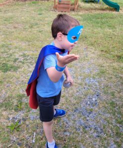 RioRand Kids Dress Up 5PCS Superhero Capes Set and Slap Bracelets for Boys Costumes Birthday Party Gifts 35 B1xeEJ9yzS