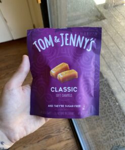 Tom & Jenny's Sugar Free Candy (Soft Caramel) with Sea Salt and Vanilla - Low Net Carb Keto Candy - with Xylitol and Maltitol - (Classic Caramel, 1-pack) 2.9 Ounce (Pack of 1) 29 B1xxW0jZ5pS