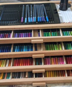 U.S. Art Supply 4 Drawer Wood Artist Supply Storage Box - Pastels, Pencils, Pens, Markers, Brushes 59 B1y0RjrMNKS