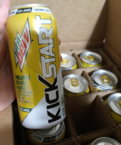 Mountain Dew Kickstart, Pineapple Orange Mango, 90mg Caffeine, Vitamins B & C, 80 Calories, 10% Juice, 16 fl oz (12 Count) 16 Fl Oz (Pack of 12) 24 B1ytYqAYXaS 2