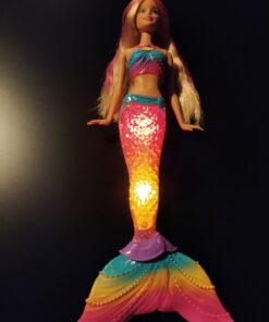 Barbie Dreamtopia Doll, Rainbow Lights Mermaid with Glimmering Light-Up Rainbow Tail, Headband and Blonde Hair Twinkle Lights 47 B1zuNzmEOKS