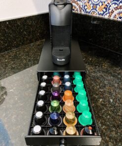 Nifty Small Nespresso Original Line Capsule Drawer – Black, 40 Capsule Pod Pack Holder, Non-Rolling Sliding Drawer, Under Coffee Pot Storage, Home Kitchen Counter Organizer Black Non-Rolling Sliding Drawer 40 Count (Pack of 1) 45 C1 HGtJHXPS