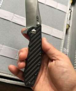 Zero Tolerance 0562CF Hinderer Slicer Folding Knife; 3.5” CPM-20CV Stonewashed and Satin Steel Blade, Carbon Fiber Front Handle, KVT Ball-Bearing Opening, Frame Lock and Reversible Pocketclip; 5.5 OZ… 3.5" 40 C10NDFNbkgS