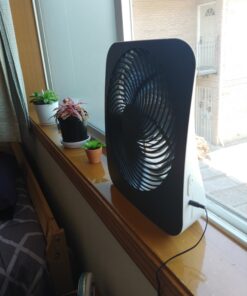 Treva 10-Inch Portable Fan, Powered by Battery and/or AC Adapter - Desk Fan Air Circulating with 2 Cooling Speeds, Personal Fan and Travel Fan for all your needs Black 33 C10P NqFOZS