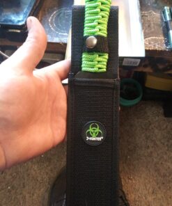 Z-Hunter – Fixed Blade Survival Knife – Partially Serrated Black Steel Blade with Sawback, Full Tang, Green Cord Wrapped Handle w/Lanyard, Nylon Sheath, Outdoor, Hunt, Camp, Hike, Survival, ZB-103 39 C10UaUlkyCS