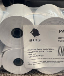 (10) Gorilla Supply 3 1/8 x 230 Thermal Paper Receipt Roll Clover Station Solo Duo TM-T88 T20 T90 Bixolon SRP-350 370, 3.125 x 230 ft Cash Register Paper, BPA Free, 10 Rolls 3 1/8" x 230' (Pack of 10) 16 C11o0aAWOKS