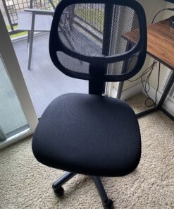 Amazon Basics Low-Back, Upholstered Mesh, Adjustable, Swivel Computer Office Desk Chair, Black, 21.25"D x 22.5"W x 38"H 38 C11r6RpMArS