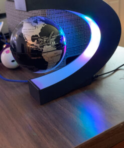 Senders Floating Globe with LED Lights C Shape Magnetic Levitation Floating Globe World Map for Desk Decoration (Black-Silver) 19 C12g5mmLwwS