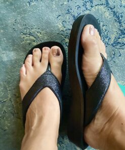 AEROTHOTIC Women's Comfortable Arch Support Summer Orthotic Flip Flops Sandals 9 Crystal Black 39 C13uIM1kcmS