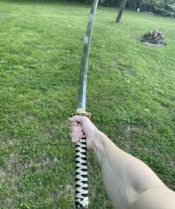 siwode Katana Handmade Full Tang Sharp, Alloy Golden Dragon Tsuba Japanese Samurai Sword High Carbon Steel 1060, 40-Inch Golden-No-BoHi 43 C153lV3m5 S