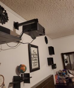 Henxlco Universal Projector Mount Wall or Ceiling Bracket with Adjustable Height and Extendable Arms Tilt DLP LCD Projection Mount for Home and Office Different Size Projector (Black) Black 37 C163QLub9OS