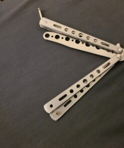 Moon Boat 2PCS Butterfly Knife Trainning Practice Comb Unsharpened Blade Black Silver 45 C16GooN0 9S