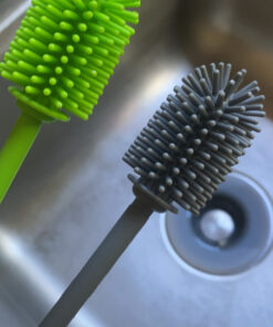 Silicone Bottle Cleaning Brush with Long Handle, 12.5" Water Bottle Cleaner for Baby Bottles, Hydro Flask, Sports Bottle, Vase, Glassware, Perfect for Smaller Diameter Bottle Openings (One Pack) Green 17 C16iGegQ3hS