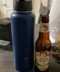 IRON °FLASK Sports Water Bottle - 40oz, 3 Lids (Straw Lid), Leak Proof - Stainless Steel Gym & Sport Bottles for Men, Women & Kids - Double Walled, Insulated Thermos, Metal Canteen Twilight Blue 40 Oz 35 C17ADmMqHoS