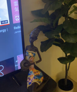 Statue African Figurine Sculpture Colorful Dress Sitiing Down Woman Lady Statues Holding Vase Collectible Africans Art Piece Gifts for Mom 15.5" Inches Tall Anniversary Idea Gift 7 C17YHdRHbES