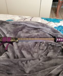 JZSWORDS Katana Sword, Fully Handmade Japanese Sword 1040 High Carbon Steel Real Samurai Sword with Delicated Floral Design Engraved on Blade 10 C17lis1EngS