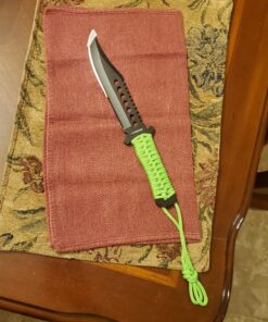 Z-Hunter – Fixed Blade Survival Knife – Partially Serrated Black Steel Blade with Sawback, Full Tang, Green Cord Wrapped Handle w/Lanyard, Nylon Sheath, Outdoor, Hunt, Camp, Hike, Survival, ZB-103 35 C17v2PuVm8S