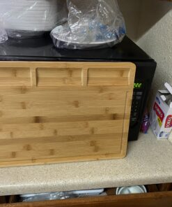 Cutting Boards,Large Bamboo Chopping Board, Built-In 3 Compartments And Juice Grooves, Charcuterie Board for Kitchen Counter Meat (Butcher Block) Cheese, Vegetables,Bread (17 x 12.6") XL 17 x 12.6" 26 C17ycED08KS