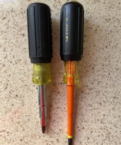 IDEAL Electrical 35-9305 Insulated Screwdriver Set (2 Piece) Orange, 4 in. Shaft Screwdrivers with Cushion-Grip Handles. Electrician Tool Kits Combo Pack 26 C19HEU2a79S