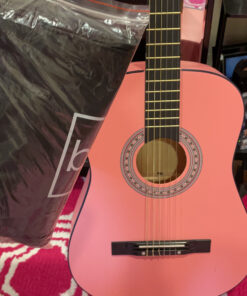 Best Choice Products 38in Beginner All Wood Acoustic Guitar Starter Kit w/Gig Bag, Digital Tuner, 6 Celluloid Picks, Nylon Strings, Capo, Cloth, Strap w/Pick Holder - Pink 38 C19JLLM66ZS