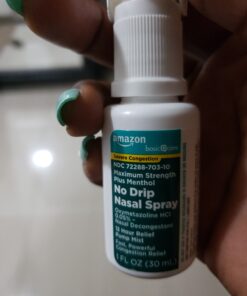 Amazon Basic Care No Drip Severe Congestion Nasal Pump Mist Spray, 12 Hour Relief, Oxymetazoline HCl, Maximum Strength Plus Menthol, Steroid Free, 1 Fluid Ounce No Drip Menthol 35 C1AL17BqIaS