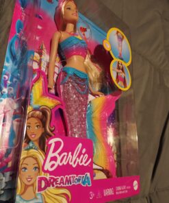 Barbie Dreamtopia Doll, Rainbow Lights Mermaid with Glimmering Light-Up Rainbow Tail, Headband and Blonde Hair Twinkle Lights 48 C1CLa5V9OPS
