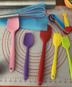 Baking Supplies - Silicone Spatulas Set, Rolling Pin, Pastry Mat, Silicone Baking Cups, Piping Bags and Tips, Measuring Cups and Spoons, Baking Set for Kids Teens Adult Beginner 13 C1Cg2zxChYS