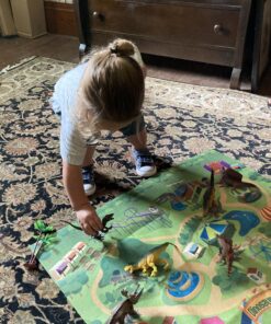 TEMI Dinosaur Toys for Kids 3-5, Realistic Jurassic Dinosaurs Figures with Play Mat & Trees to Create a Dino World Includes T-rex, Triceratops, Velociraptor, Gift for Toddler Boys & Girls 2 3 4 5 6 7 dinosaurs&mat 43 C1ChjNdOeUS