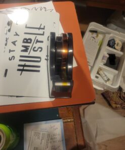 Desktop Tape Dispenser Adhesive Roll Holder (Fits 1" & 3" Core) with Weighted Nonskid Base Black plastic 51 C1ElMlZwaSS