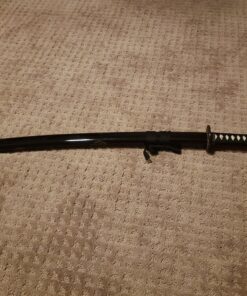 Makoto Hand Forged Razor Sharp 41" Black Samurai Katana Sword - Hand Painted High Gloss Black Scabbard Dragon_Round Tsuba 28 C1FlzgJ99ES