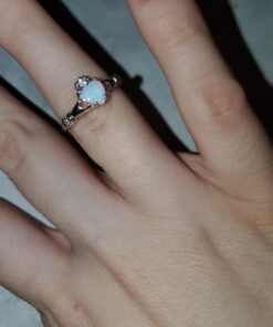 Oxford Diamond Co Sterling Silver Irish Claddagh Simulated Gemstone Promise Ring Available Lab Created White Opal 7 22 C1Gj4hDT6CS