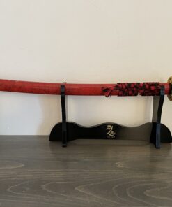Ten Ryu – Samurai Sword Stand – Black Lacquered Wood Single Sword Stand with Red Velvet Holders and Ten Ryu Logo on Stand, Display Your Collection with Pride – MA-1SD 21 C1H2rKxemFS