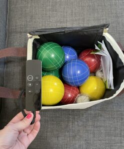 GoSports 90 mm Backyard Bocce Set with 8 Balls, Pallino, Case and Measuring Rope - Made from Premium Resin 43 C1I8mFahulS