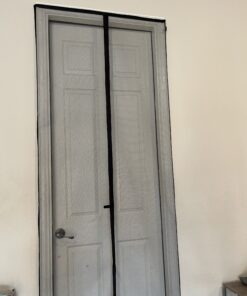 MAGZO Magnetic Screen Door Fit Door Size 38 x 99 Inch, Screen Size 40" x 100" Fiberglass Mesh Curtain Middle Opening Screen with Full Frame Hook&Loop-Gray Grey 30 C1KFkpRsgjS