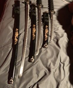 Master Cutlery 3 Piece Dragon Samurai Sword Set with Stand 27 C1KkXZCWkMS