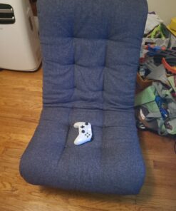 Amazon Basics Swivel Foam Lounge Chair - with Headrest, Adjustable, Denim, Blue, 26.3D x 23.5W x 13.7H in Chair with headrest 33 C1NI0PsYiS