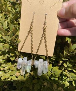 SUNYIK Angel Aura Titanium Coated Crystal Points Quartz Sticks Spikes Point Beads 15 inch Strand Drilled 0.5"-1.6" Angel Aura Quartz 15 C1NQTfhytIS