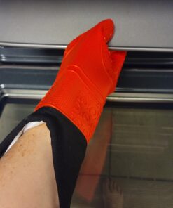 HOMWE Extra Long Professional Silicone Oven Mitt, Oven Mitts with Quilted Liner, Heat Resistant Pot Holders, Flexible Oven Gloves, Red, 1 Pair, 14.7 Inch 45 C1NcyTrcOpS