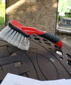 Mothers Car Wash Brush, Wheel and Fender Brush, Short Handle Tire Cleaner for Car Detailing, 10 Inch, Red/Black Standard 46 C1OXuxToJtS